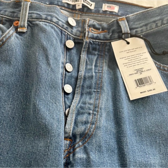 Re/Done Blue Straight Leg Jeans - Picture 5 of 6